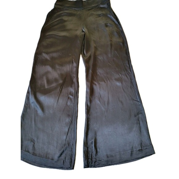Zara Pants - Zara Womens Pants Satin Black Wide Leg High Rise Elastic Waist Cocktail Size XL
